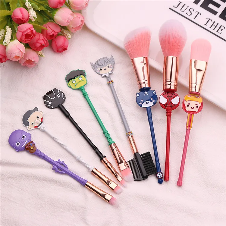 8pcs The Avengerss Makeup Kits Avenger Marvel Peripheral beauty tool Thanos Spider man make up brush