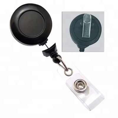 BRADY Swivel-Black No-Twist Badge Reel with swivel crocodile clip, clear vinyl strap 2120-7640