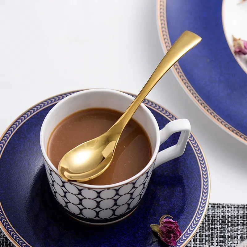 Stainless Steel Flatware Set Golden Spoon and Fork Thick Handle Gold Cutlery for Restaurant