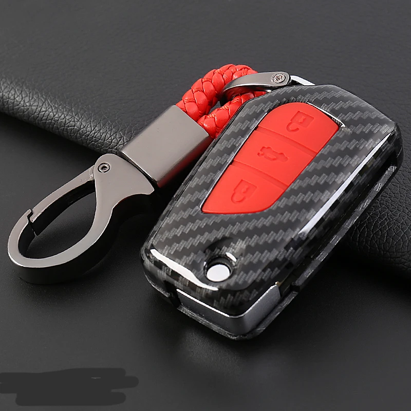 ABS carbon Fiber  Car Key Case Cover For Toyota Camry Land Cruiser 200 Prado Prius Crown Avensis Auris Corolla Vitz RAV4 Hilux