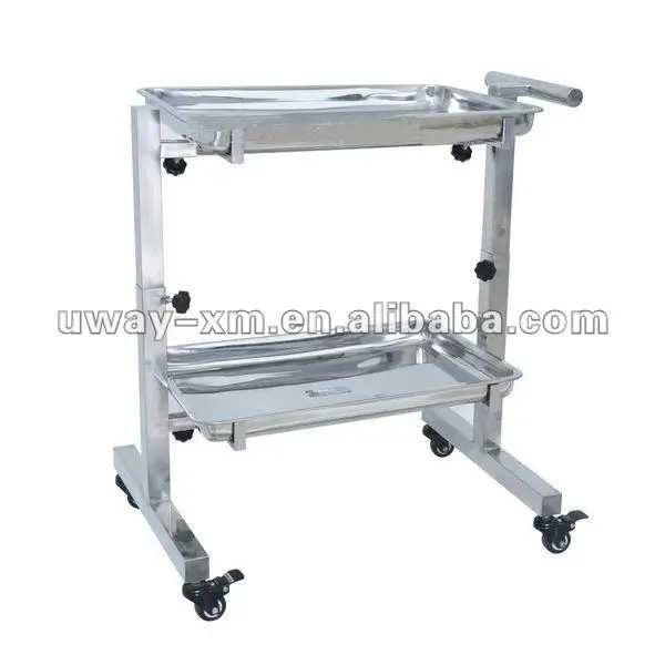 UW-1805 Four Wheeled Double-Deck Stainless Steel Instrument Cart for pet grooming