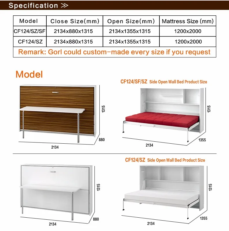 Fitting wall mounted murphy bunk beds with Gas spring