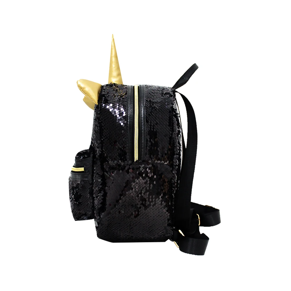 Wholesale black fashion sequins Student unicorn design school backpack women ladies for girl