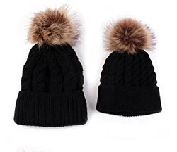 Parent-child Hat Warmer ,Oenbopo Mother & Baby Daughter/Son Winter Warm Knit Hat Family Crochet Beanie Ski hat