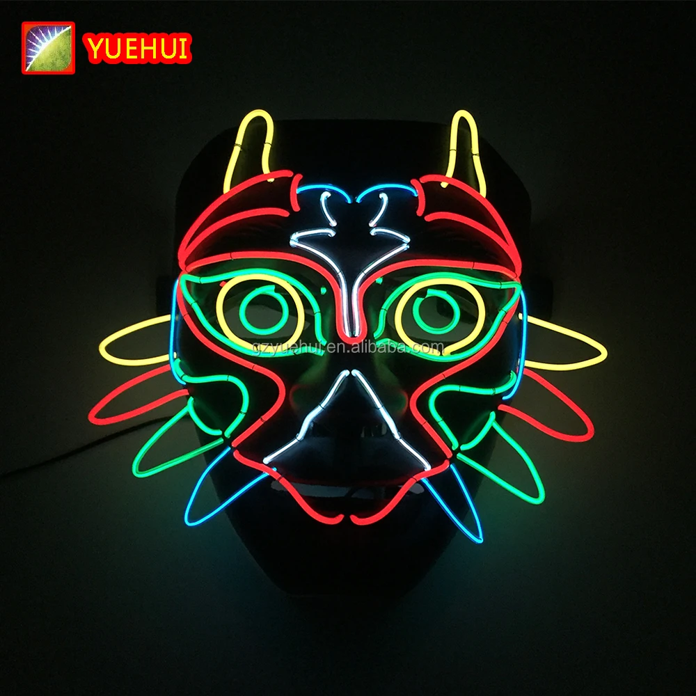 Neon Glow Light Heart Owl Colorful Mask Movie Theme Mask Led Strip Sawtooth Ghost Costume Glow In Dark Party Supplies Valentines