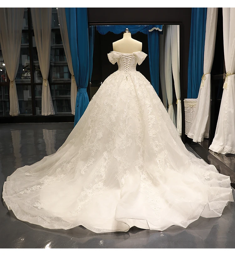 
RSM66672 off shoulder short sleeves high quality long elegant luxury romantic german wedding dresses 