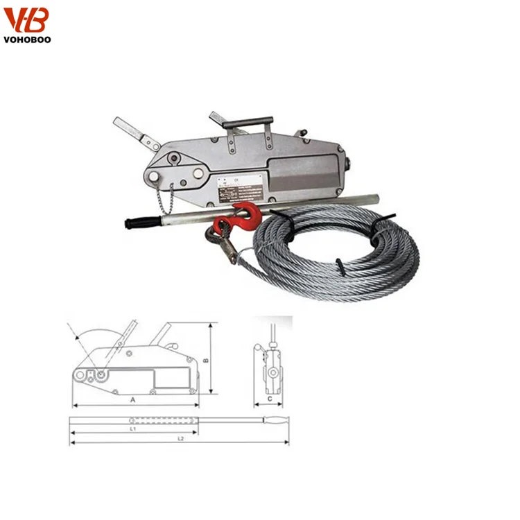 China 0.8T 1.6T 5.4T Wire rope hoist lift hand winch for sale