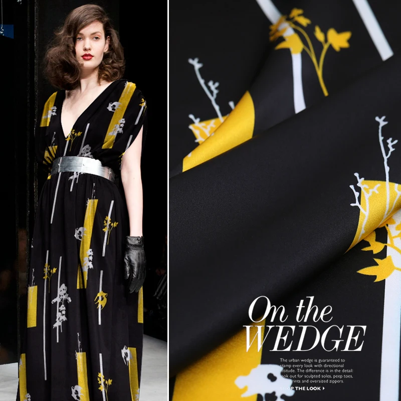 
 Цветочная цифровая печать шелковая стрейчевая атласная ткань  