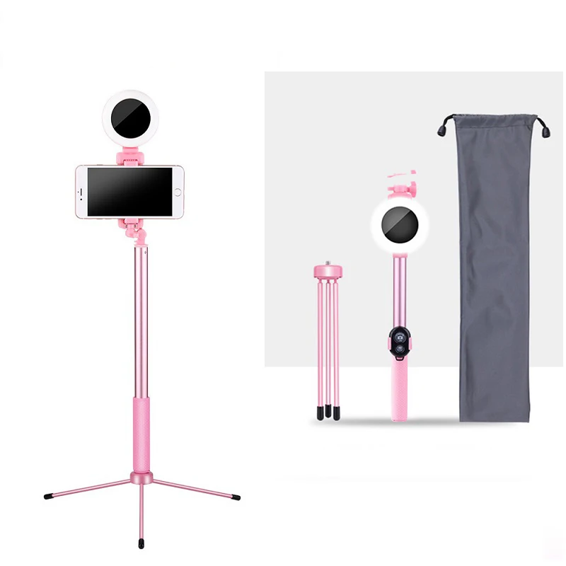 Portable Monopod  Selfie Stick 1.7M Tripod With Ring Light Selfie Beauty Portrait Fill Lighting For Phone X 8 7 6S plus