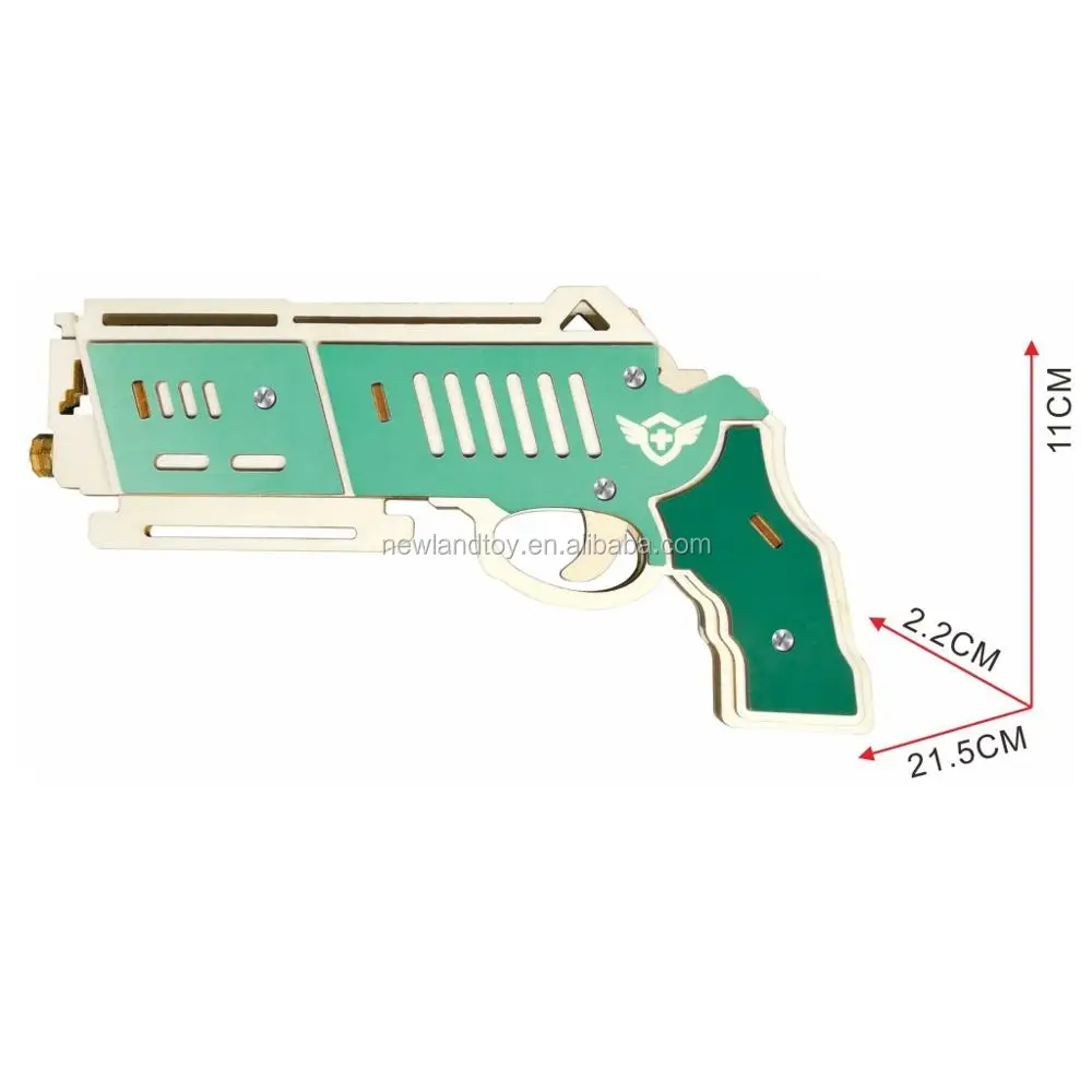 Custom Colorful 3d Puzzle rubber band gun machine green Gun Toy OEM FSC for adults and teenagers