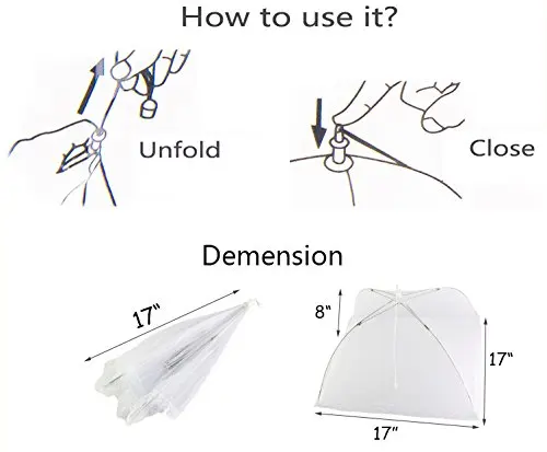 
Reusable and Collapsible Pop-up Mesh Screen Food Cover Tent Umbrella with Outdoor &Indoor Use Picnic Food Covers 