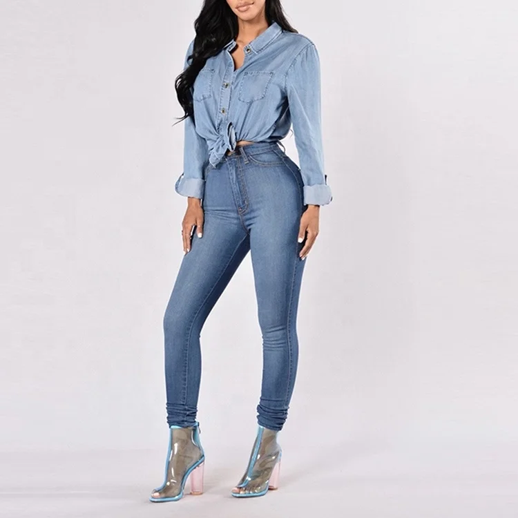 Popular top quality women ripped jeans made in China
