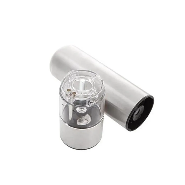 2 in 1 stainless steel glass battery operated salt pepper mill
