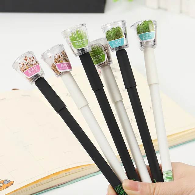 Kawaii Korean 0.5mm Cute Garden Grow Grass Plant Gel Pen for Stationery Creative Gift School Supplies