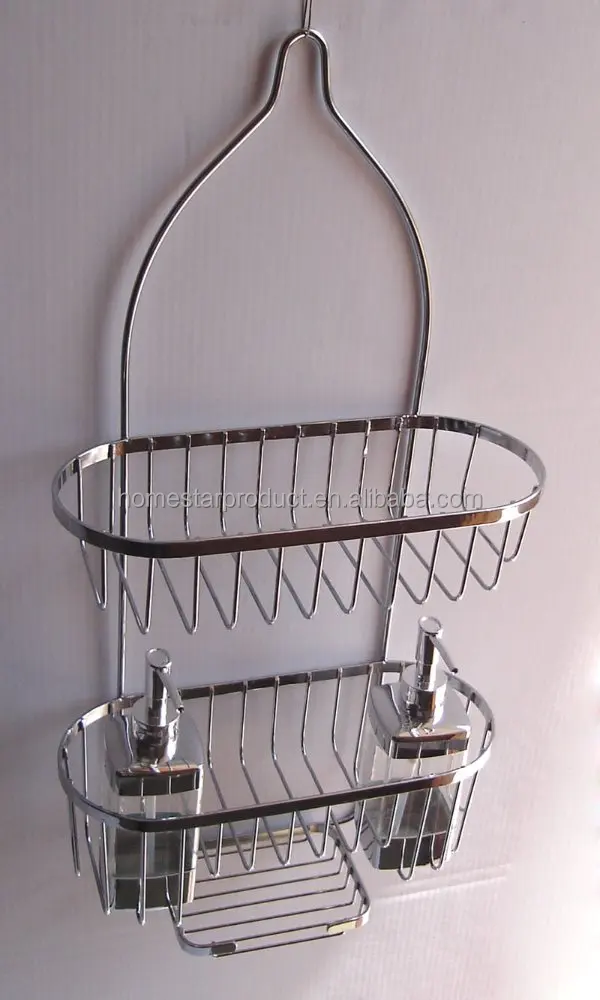 
Bathroom Use 4-tier Metal Corner Shower Caddy and tension pole caddy with 2pcs soap dispenser 