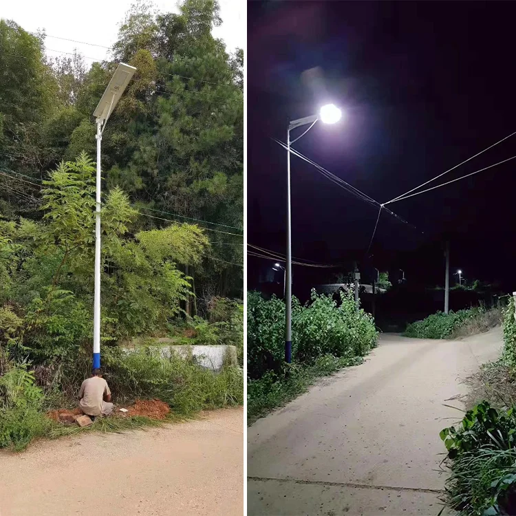 high brightness 30W 50w 60w 80w solar street light galvanized steel lamp post street lighting pole with arms