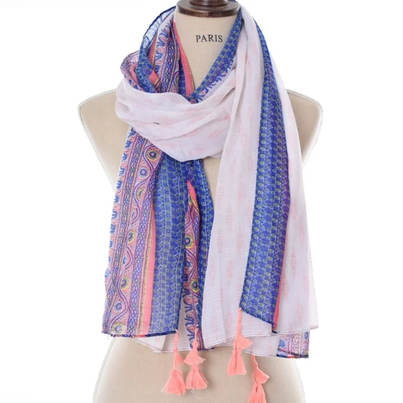 High quality 6 colors spring summer scarf tribal shawl fashion printed aztec scarf women