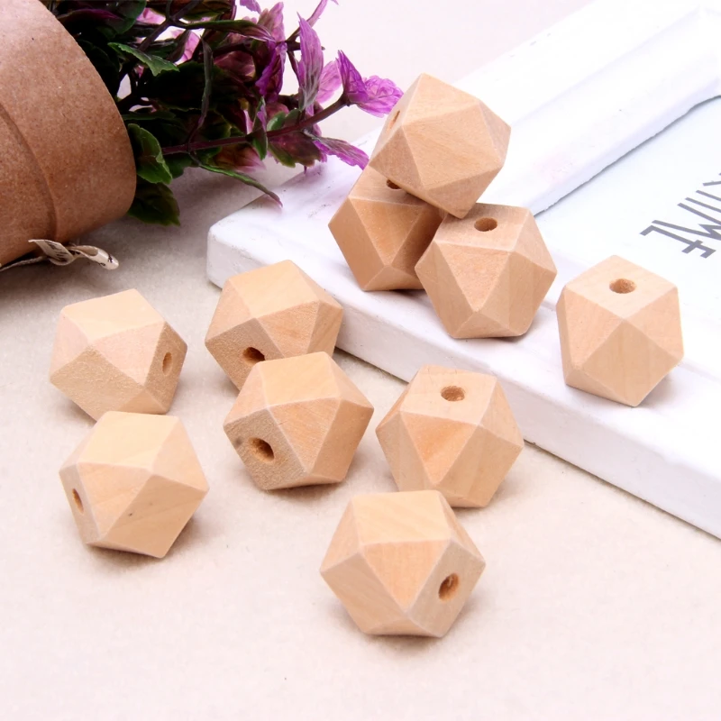 DIY wooden Geometric Spacer Bead Eco-Friendly Natural Wood Beads Lead-Free Balls