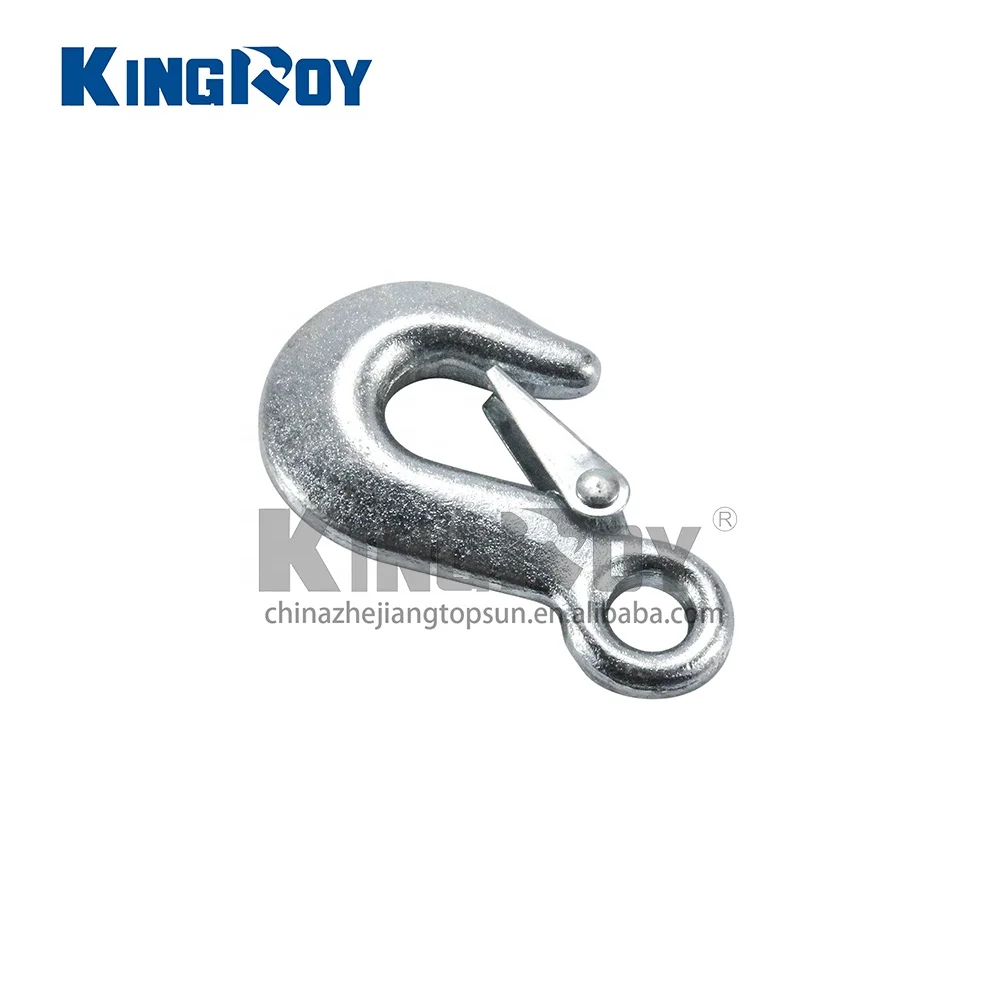 Steel chain crane galvanized forged lifting eye hook with safety latch  for cargo control