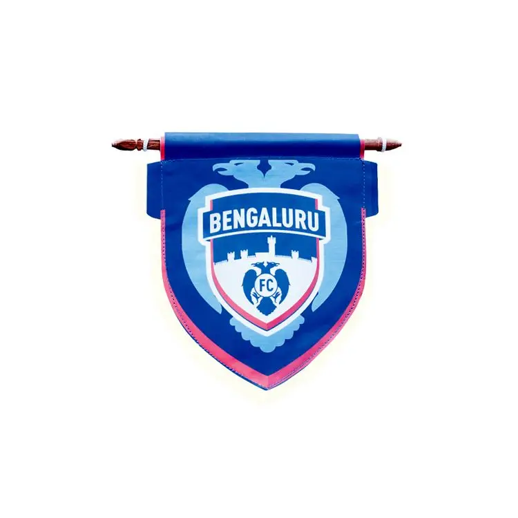 
NO MOQ Custom Logo Double Side Sublimation Printing Satin Fabric Mini Football Team Soccer Pennants 