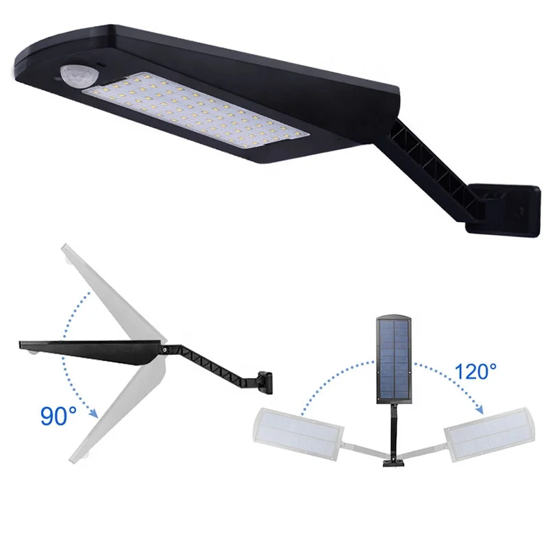 66LED Outdoor Solar Waterproof Adjustable Wireless Motion Sensor Remote Control lamp Big Battery solar garden wall mounted light