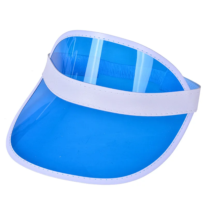 
Sun visor sun hat party hat transparent plastic cap transparent pvc sun hat tennis beach elastic cap 