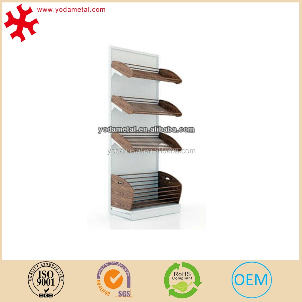 
 Металлическая деревянная витрина для хлеба для супермаркета, розничного магазина  