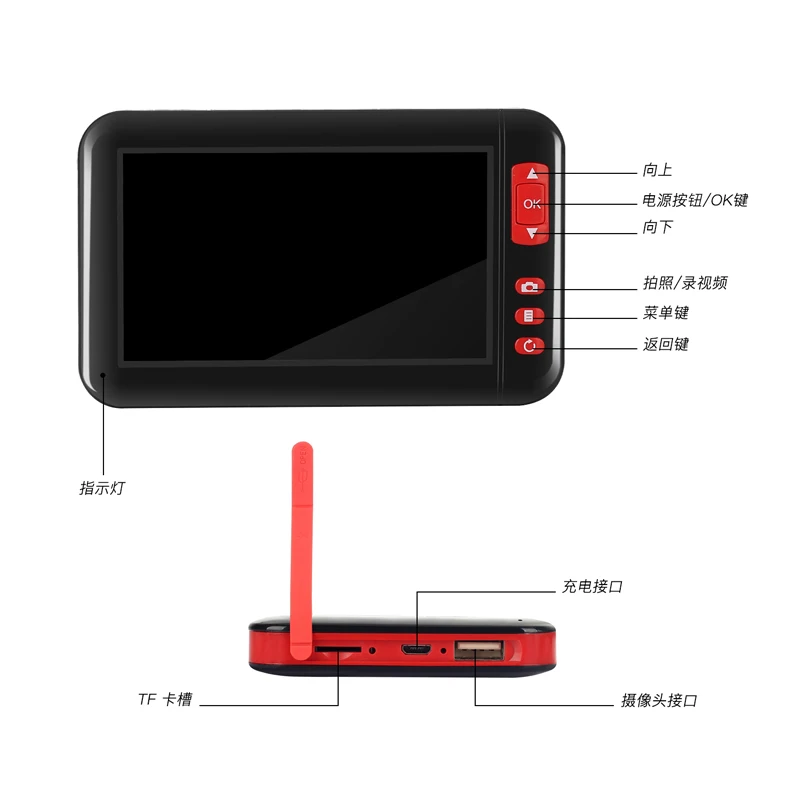 Waterproof IP684.3 inch LCD Screen Video Recording Semi Rigid Inspection endoscope camera