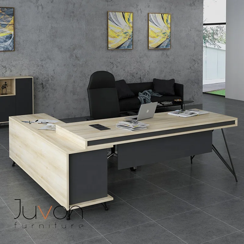 
Office desk with side cabinet wooden manager work table 