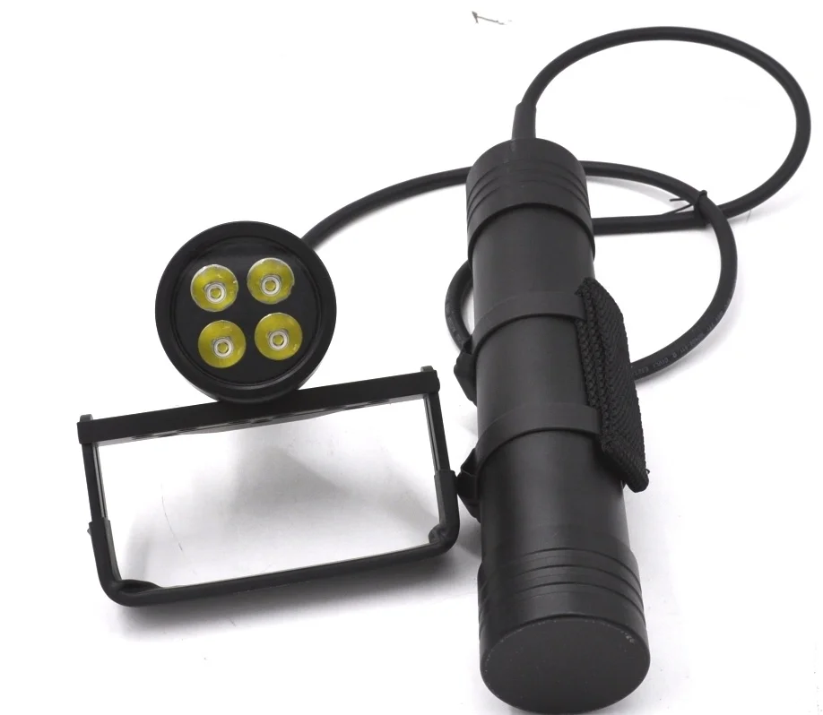 4*XHP35 LED 6000 lumen scuba diving flashlight underwater IP68 canister light