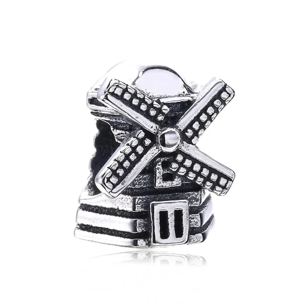 greek jewelry Friendship 925 Sterling Silver Windmill Charm Bead For Snake Bracelet Love Windmill Bead Christmas Gift