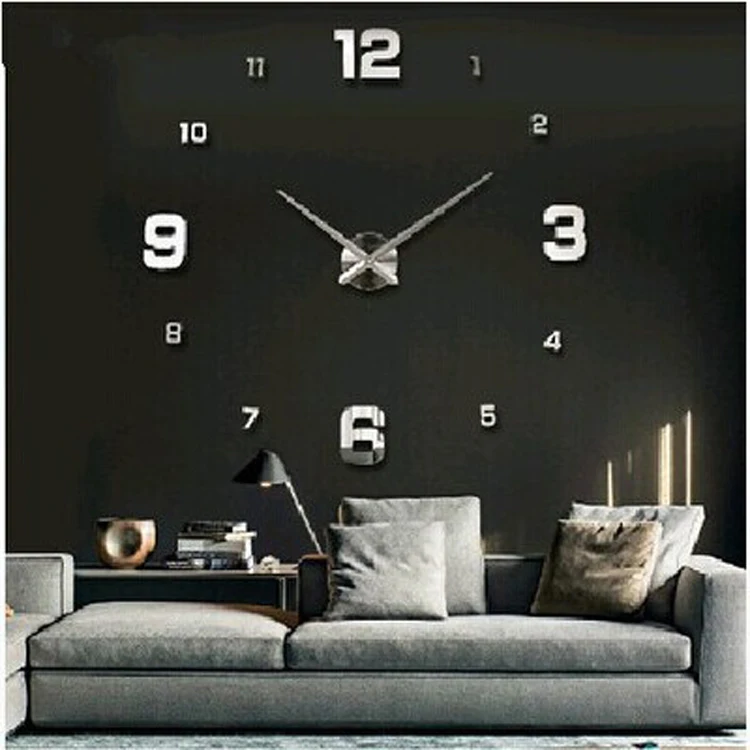 DIY Self Adhesive Interior Wall Creative Decoration Mute Acrylic Wall Clock for Living Room Bedroom Hall