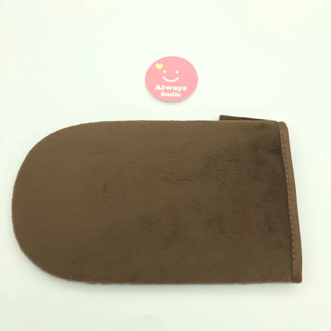 Brown cosmetic tan mitt velour tanning mitt applicator