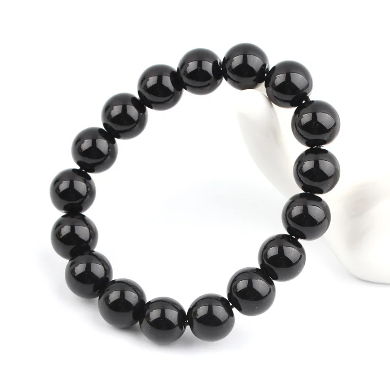 Браслет с бусинами из черного оникса и агата 4-12 мм оптом