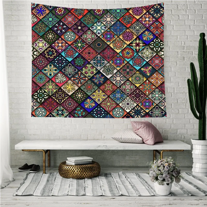 Monad Diy Bohemian Mandala Boho Macrame 150*130cm Woven Digital Printing Wall Hanging Tapestries