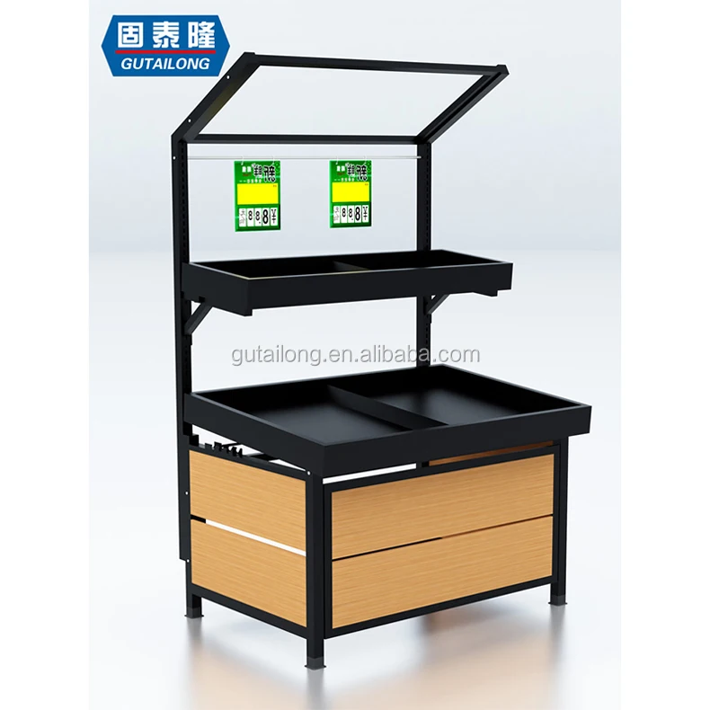 Fashion Fruit And Vegetable Display Stand Shelves Supermarket Display Gondola Shelving