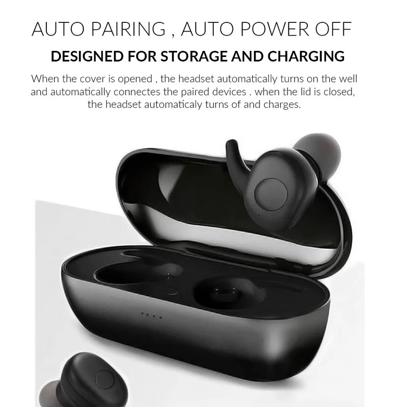 
DT-1 Mini Twins Wireless V5.0 Headset Portable Power Bank Touch Control Sports Sweatproof Bone Conduction Earphones 