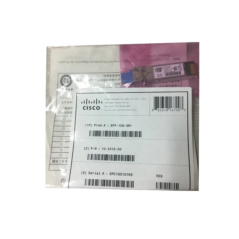  Оригинальный Новый 10GBASE-SR для программирования в производственных условиях + модуль приемопередатчика 10G SFP 850nm 300m MMF SFP-10G-SR