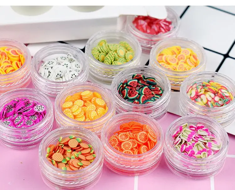 Putty Magnetic Slime and nail art use12 different fruit slice accessories for soft