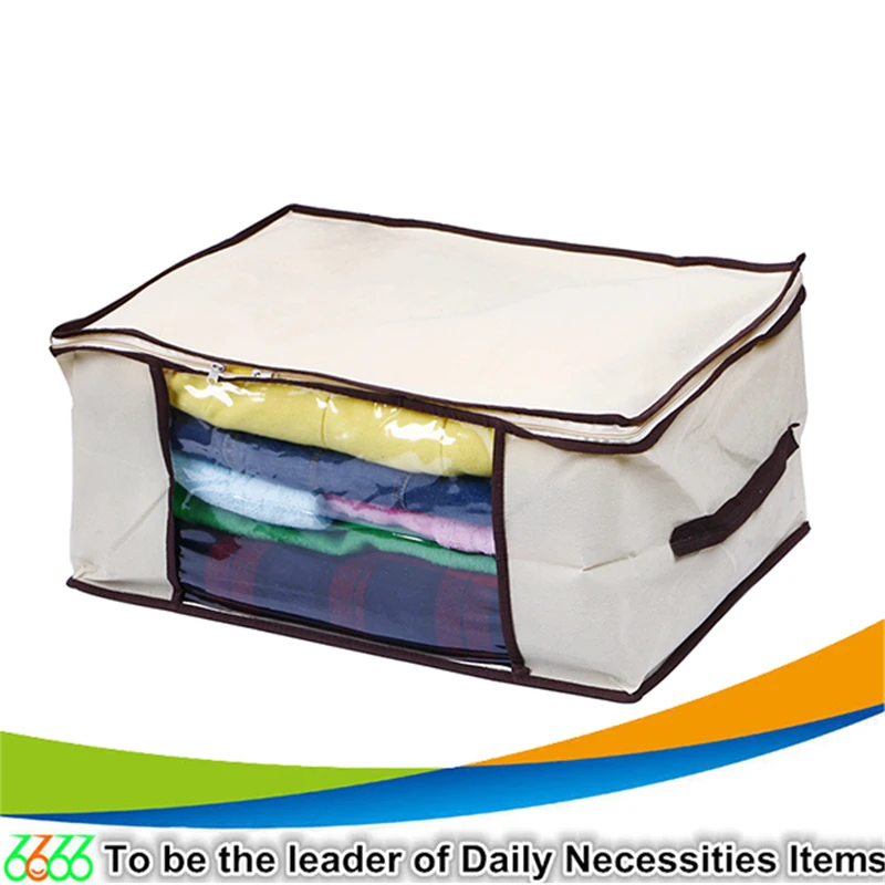Small market products cloth storage box foldable underbed clear vinyl pvc zipper blanket bags