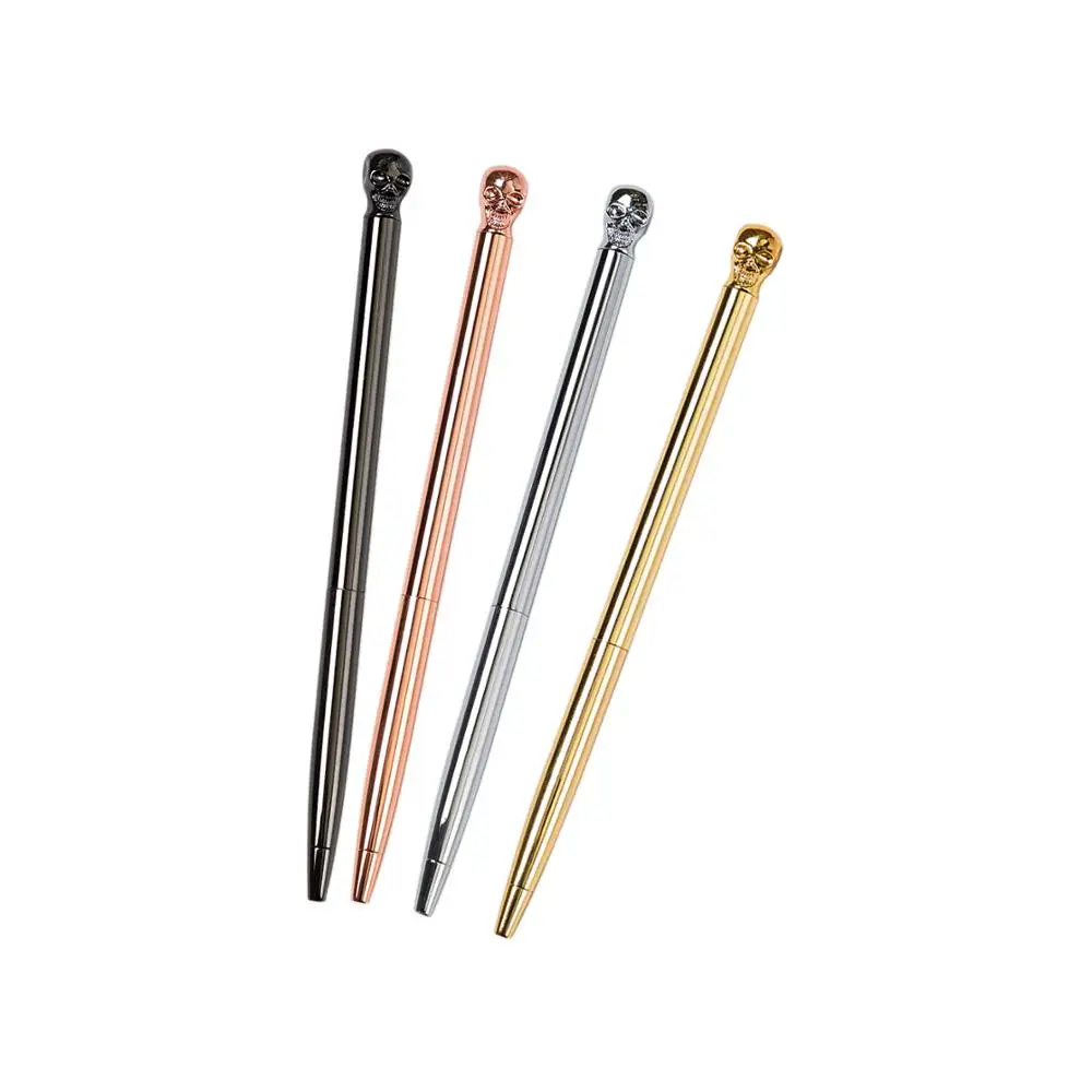 JH Brand 2021 Christmas Gift Pen  Metal Skull Head Top Ball Pen