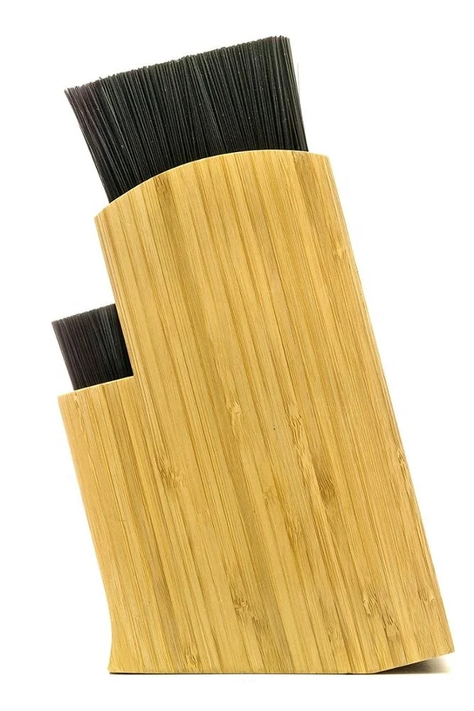 Bamboo Universal Knife Block - Extra Large Two-tiered Slotless Wooden Knife Stand, Organizer & Holder - Convenient Safe Storage