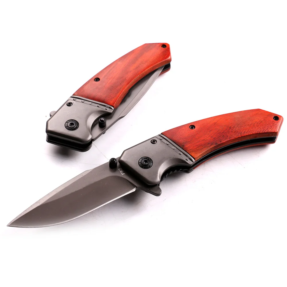 OEM Wood handle outdoor pocket knife flipper fast open knifes