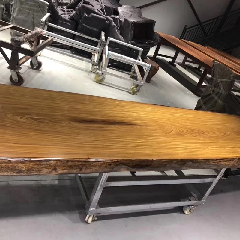 air-dried teak wood slab big size glossy finish for conference table custom -made welcome