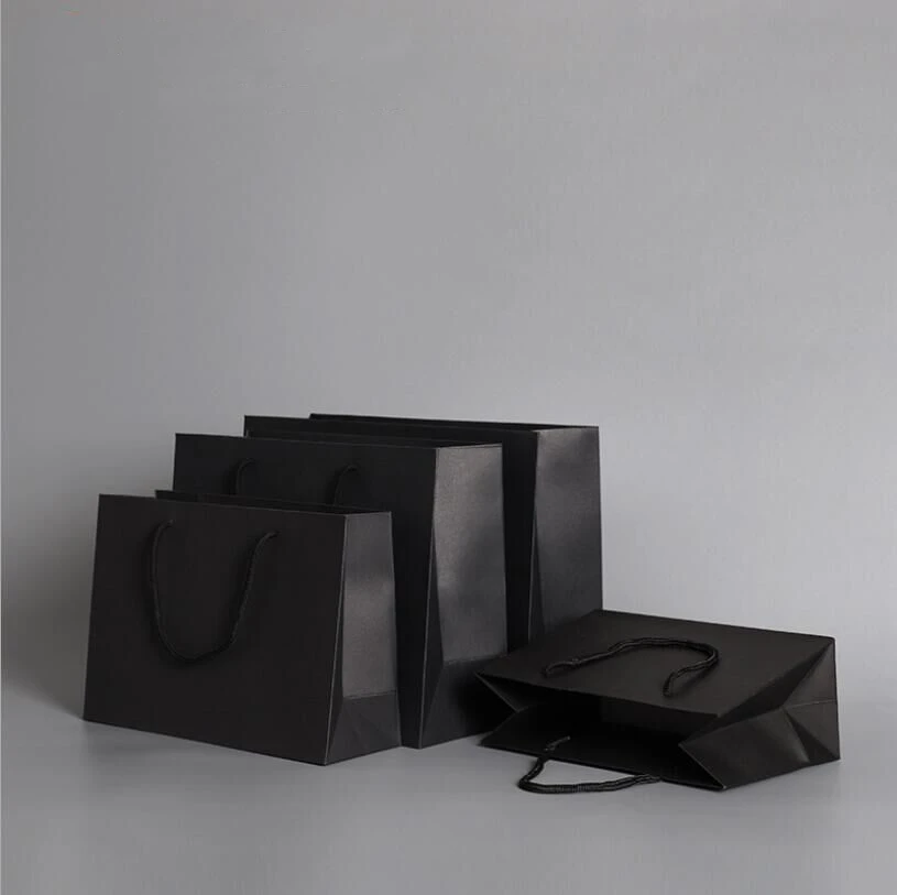 20*28*10CM Custom logo and size high quality black paper shopping bag be your gifts