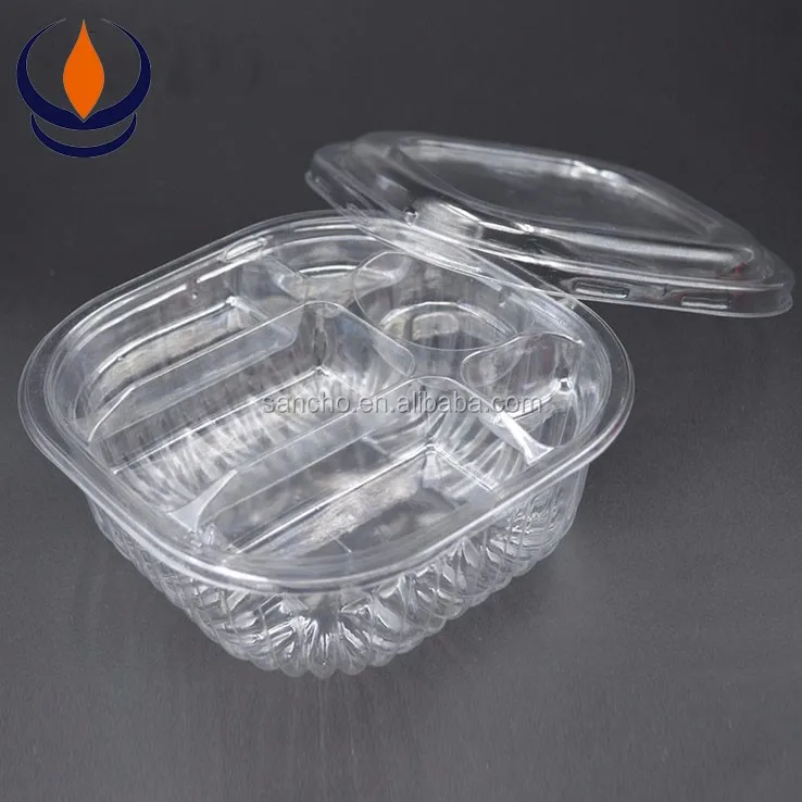 Disposable plastic blister food tray with lid