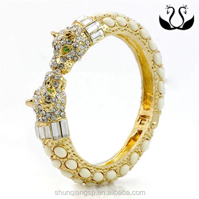 Europe and the United States to kiss acrylic jewelry exaggerated animal leopard head spring opening custom alloy bracelet