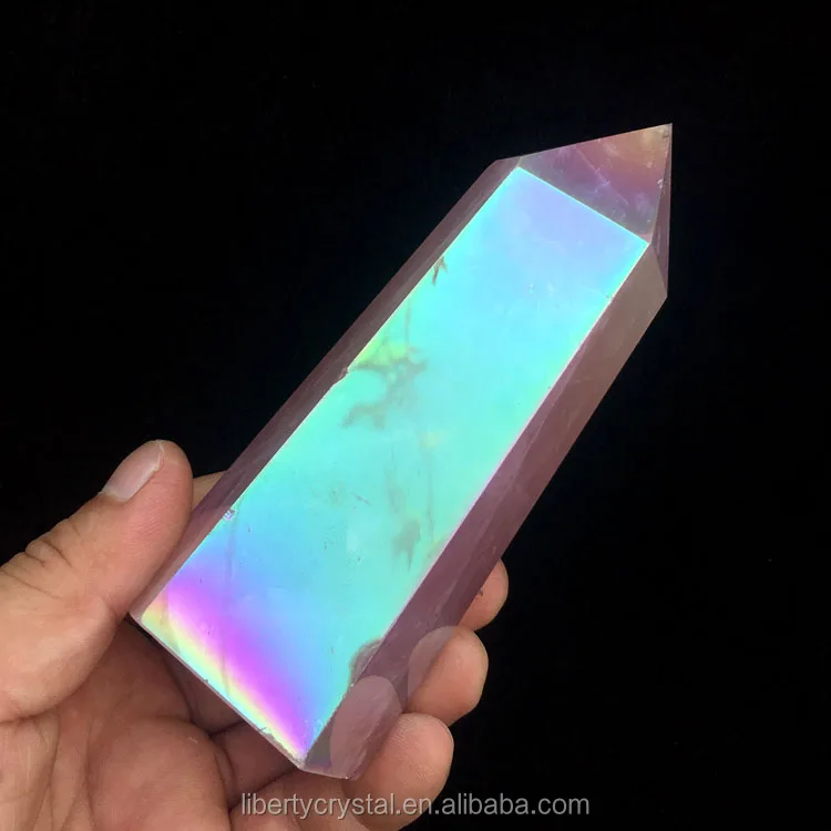 Wholesale Angel Aura Rose Quartz Electroplating Crystal Point