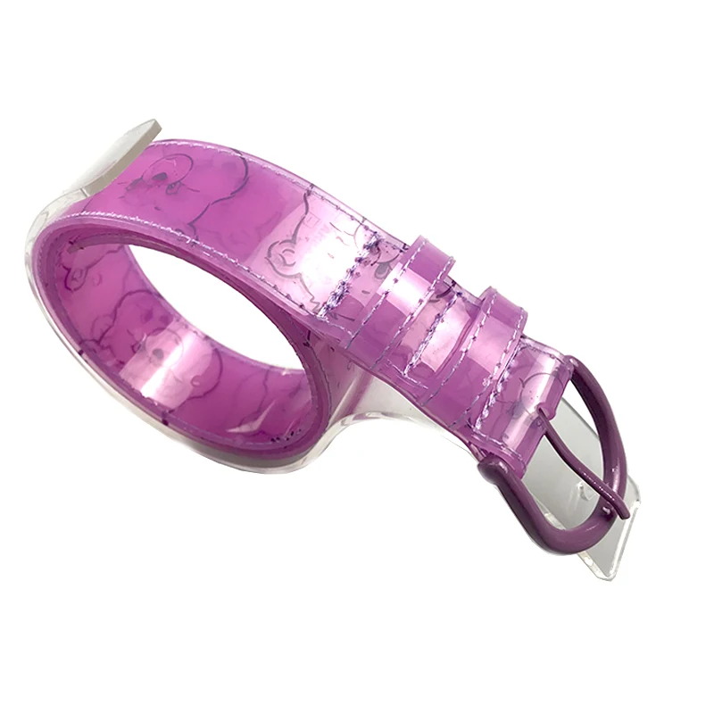 
factory new designer fashion PVC transparent printed purple woman belt lady belt kids cartoon cute plastic belt 
