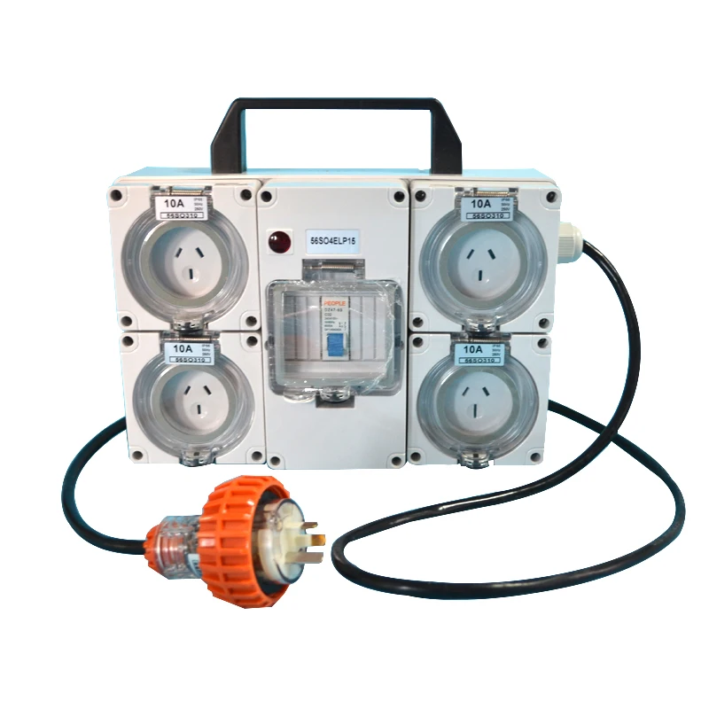 Australian 56SO4ELP15 ac circuit enclosure breaker IP66 portable CB protected Switched Socket distribution box with IEC MCB